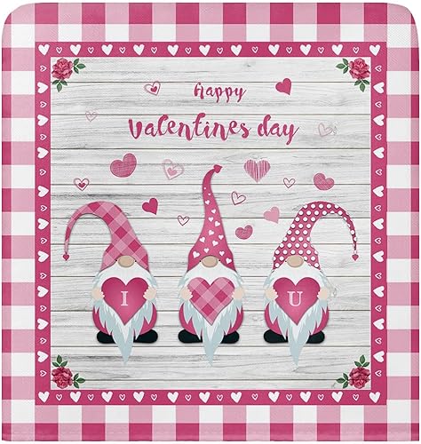 Miniatura 2 de Happy Valentines Pink with Love Chair Covers - 8 Pcs Dining Room Chair Back Covers, Retro Woode Backdrop Chair Slipcovers Removable Chair Protectors