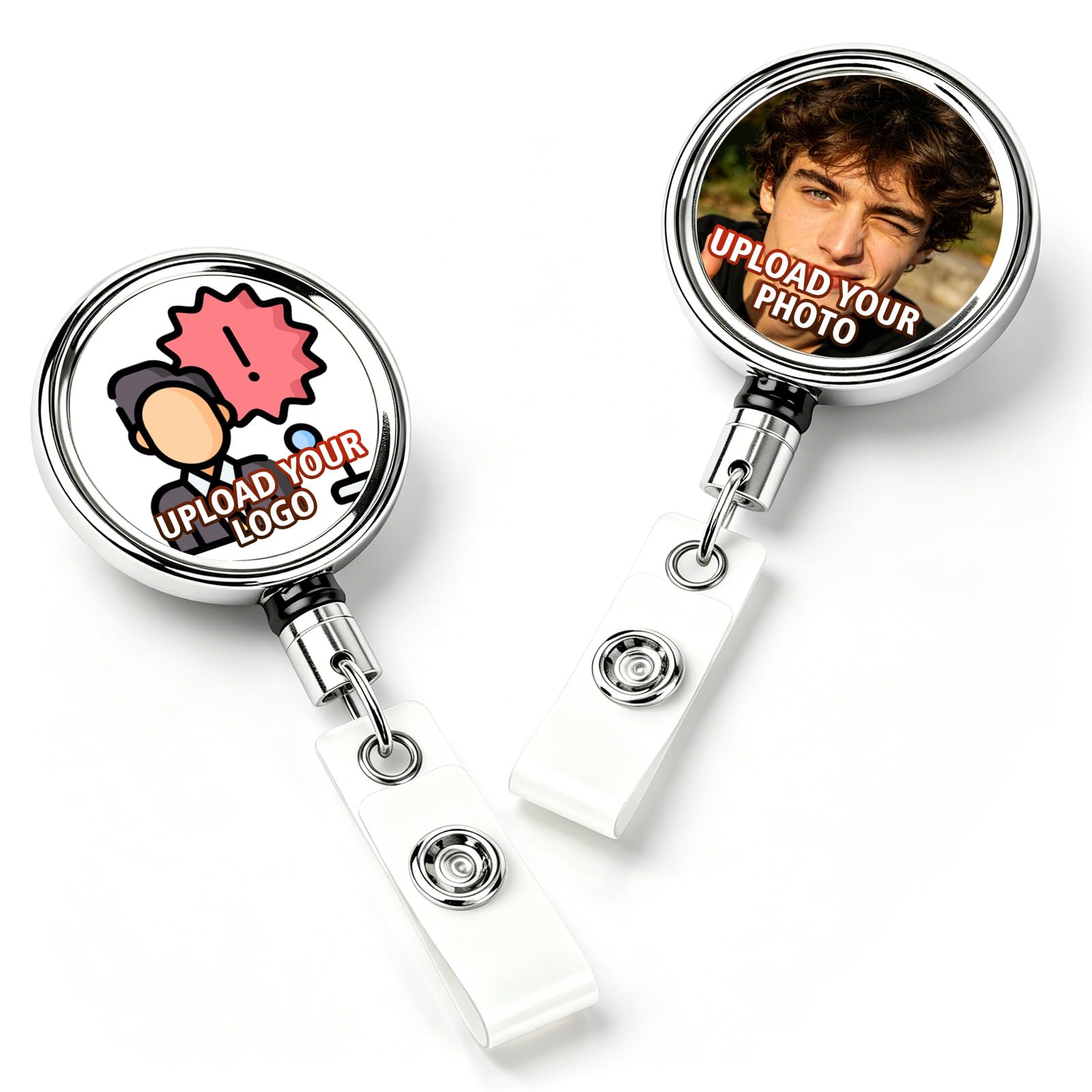 Custom Retractable Badge Reel, Personalized Funny Photo Text ID Badge Holder with Clip, Name Tag Reel Gifts for Nurse Medical Teacher Office Staff Cat Pet Lovers (Badge Reel 4)