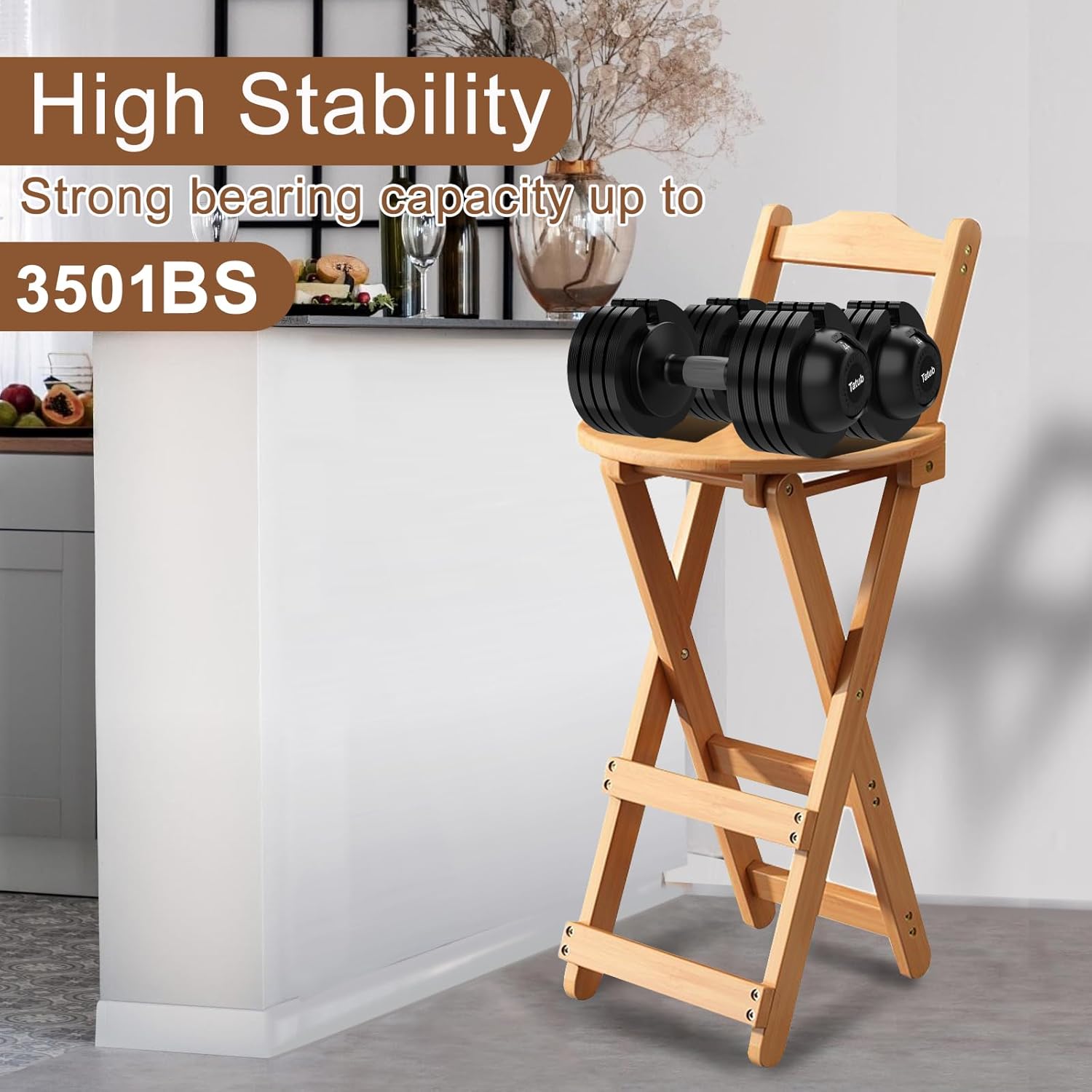 Folding Bar Stool Kitchen 24 inch Folding Kitchen Counter Chair Portable Wooden Bar Stool Outdoor Shop Kitchen Restaurant Coffee Stool 1 (Burlywood)