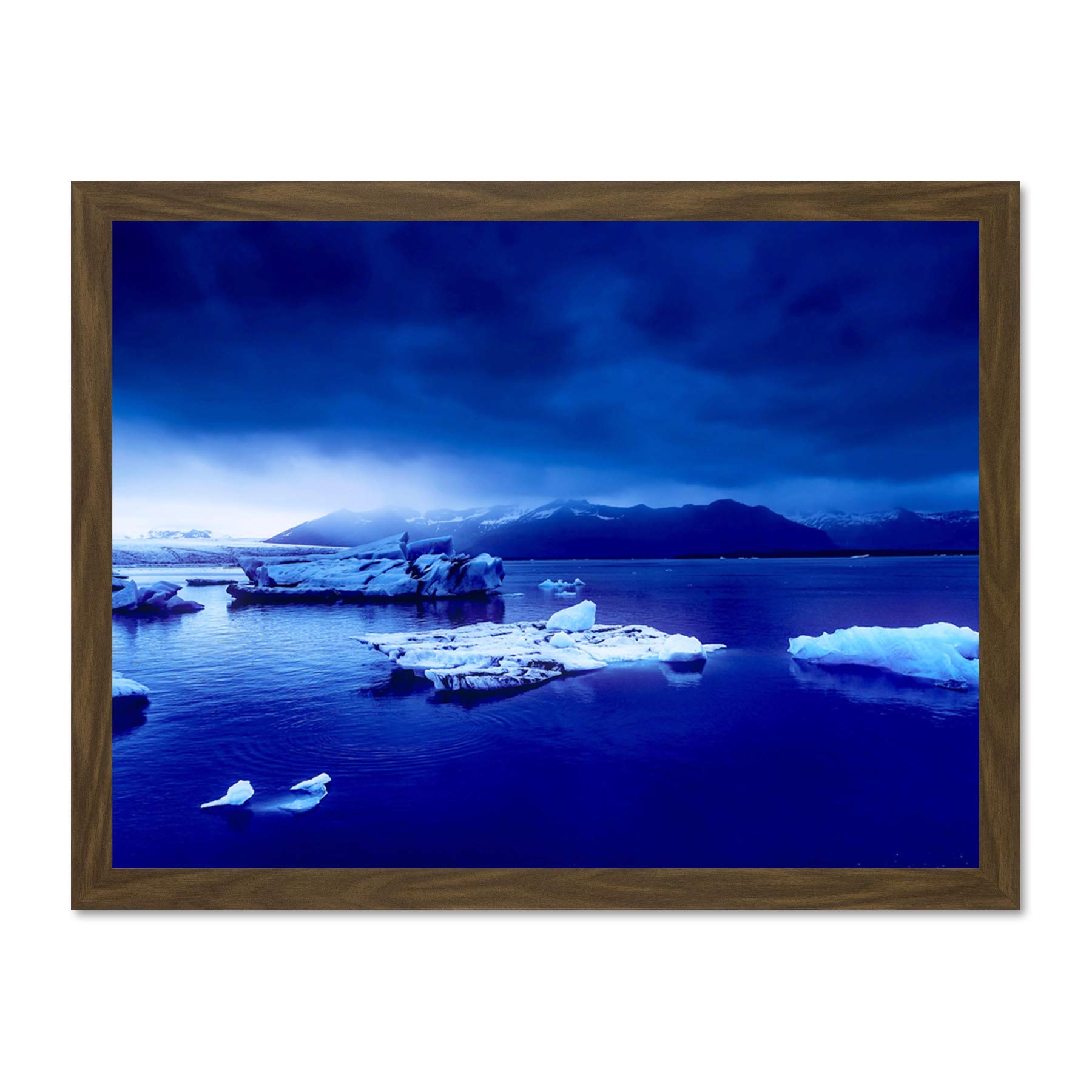 Arctic Ocean Ice Icebergs Large Framed Art Print Poster Wall Decor 18x24 inch