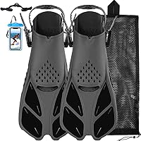 Vista 1 de Aletas de Natación Aletas de Esnórquel Equipo de Esnórquel Aletas para Natación Aletas Cortas de Buceo Tamaño de Viaje con Bolsa de Malla Correa