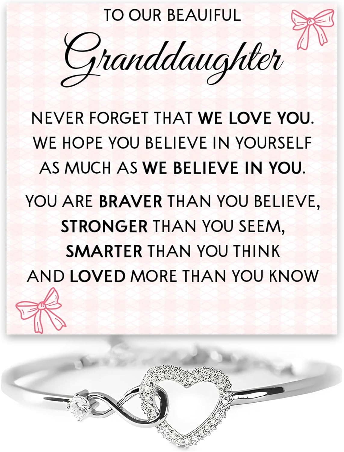 VIRAGIL Unique Granddaughter Infinity Heart Bracelet, Thoughtful Gift from Grandma Grandpa, Perfect for Holidays, Birthdays, Milestones, or Special Family Gatherings