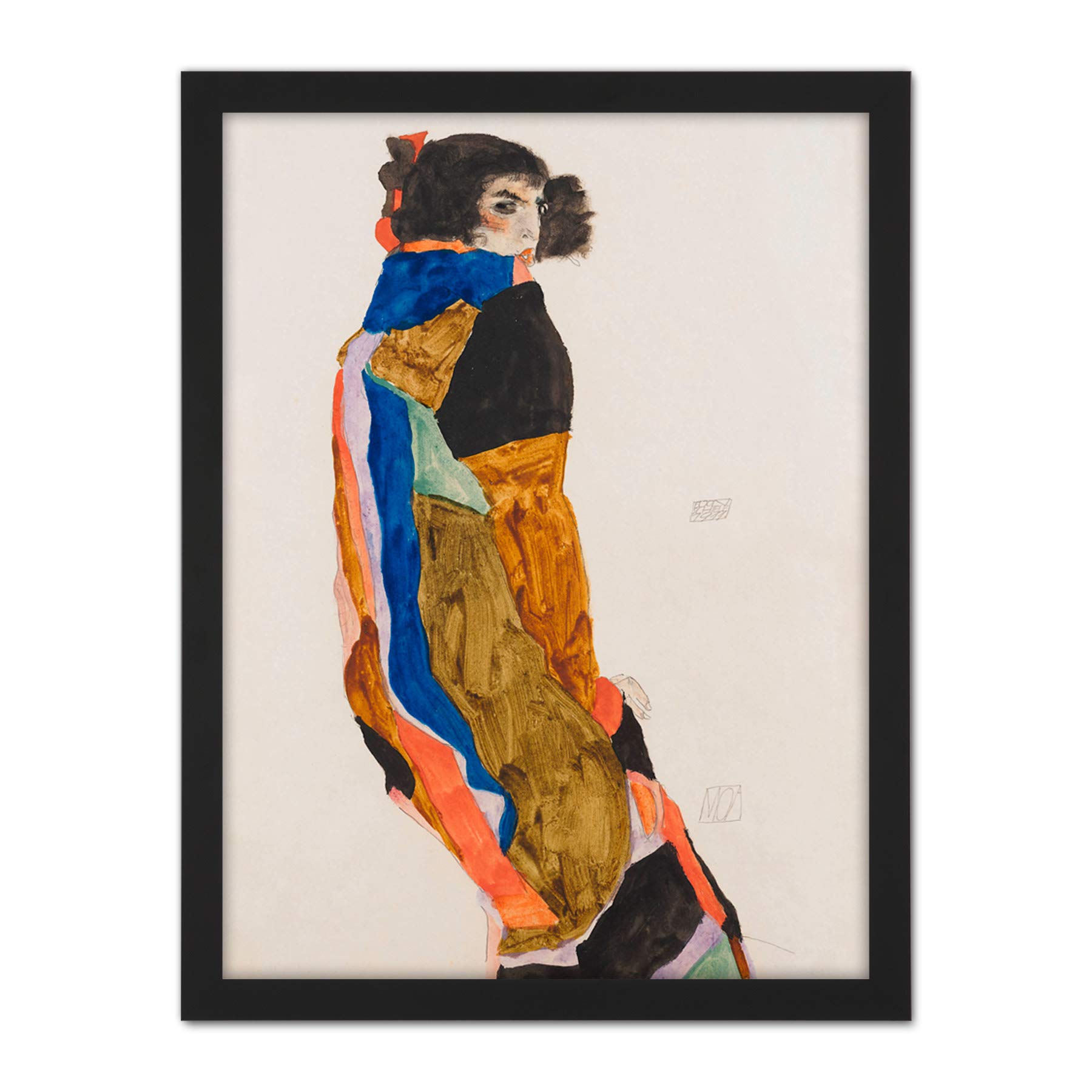 Wee Blue Coo Egon Schiele Moa Dancer Artwork Framed Wall Art Print 18X24 Inch