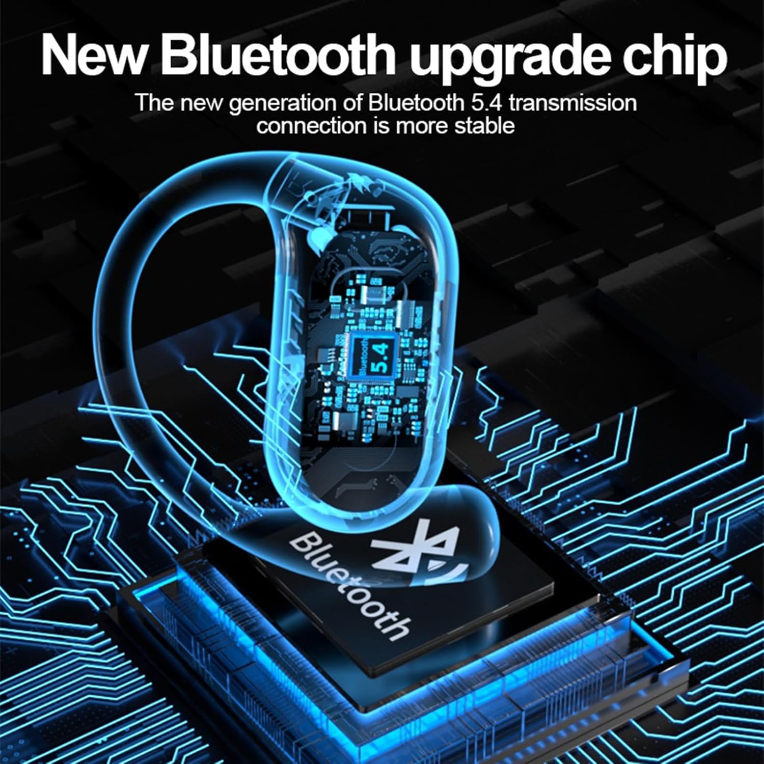 Wireless Headphones, Bluetooth Earbuds Stereo Deep Bass Over Ear Bud with Earhooks, ENC Noise Cancelling Mic, IPX7 Waterproof Earphone for Workout/Running - Image 4