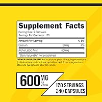 Vista 2 de Primaforce Ácido alfa lipoico 600 mg por porción, 240 cápsulas, 120 porciones