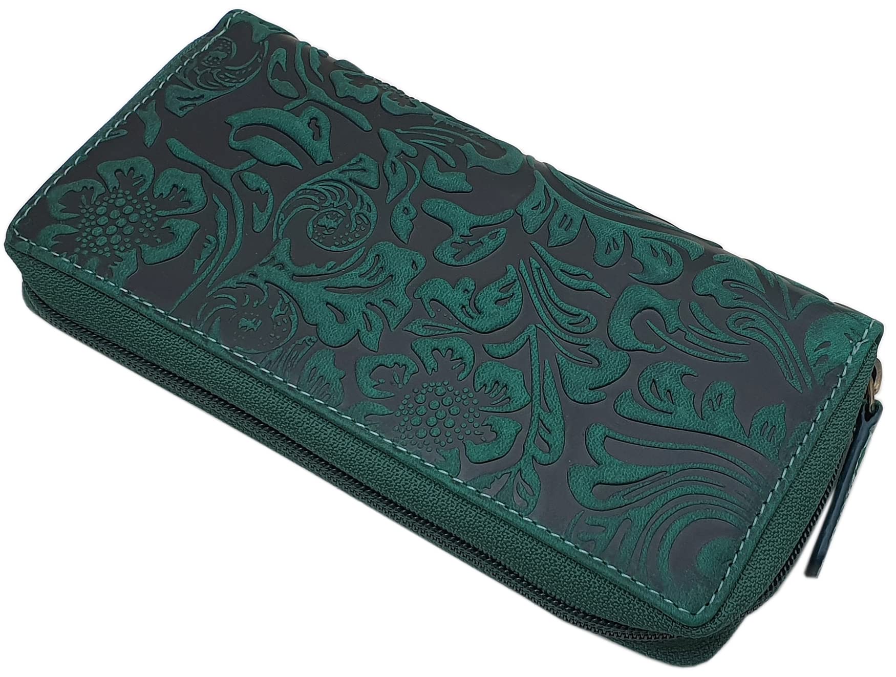 Portafoglio di Pelle per Donna con blocco RFID & NFC (Verde Scuro)