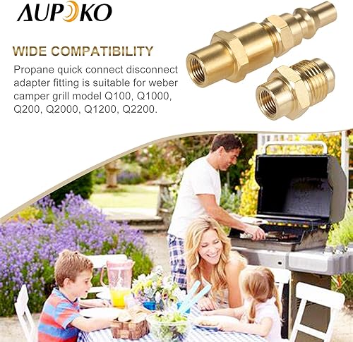 Miniatura 2 de Aupoko Adaptador de conexión rápida RV de 1/4 de pulgada, adaptador de conversión de desconexión rápida de propano de repuesto para parrilla de gas