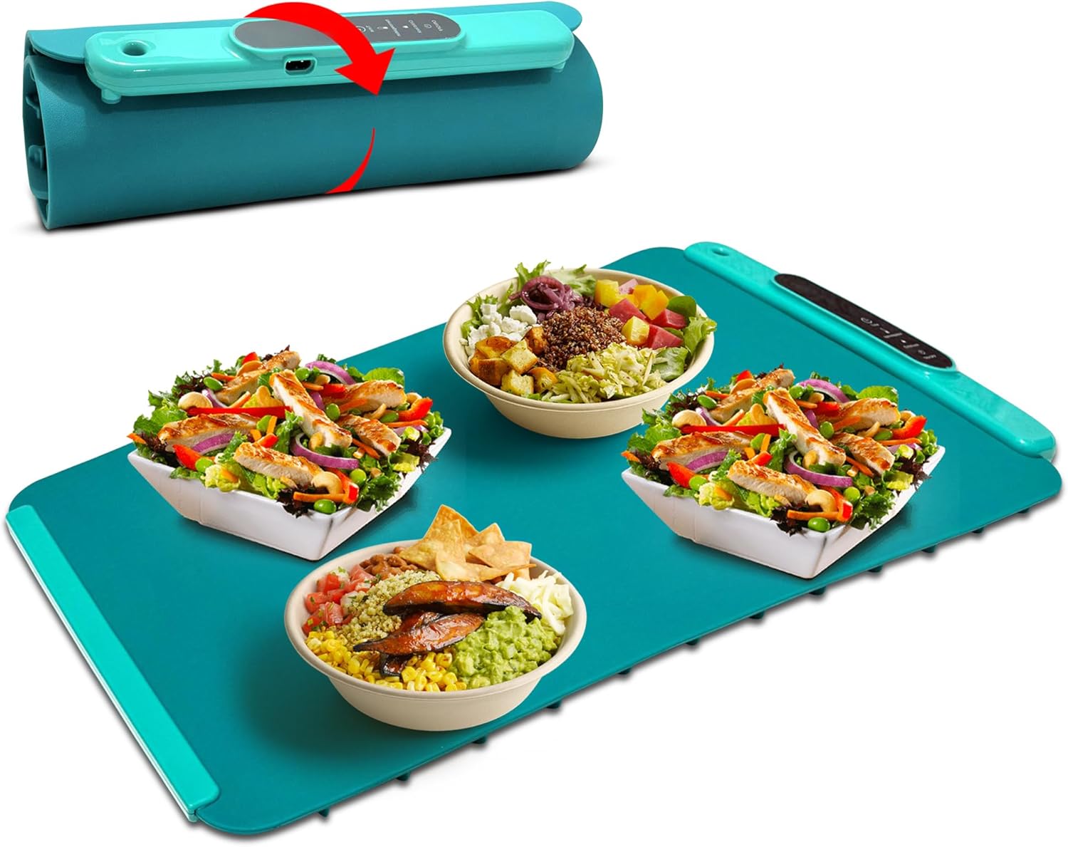 Food Warming Mat – 24" Electric Buffet Heating Tray with Graphene Rapid Heat, 9 Temp Settings, 4H Timer & Auto Shut-Off – Foldable, Easy-Clean, Safe Party Food Warmer for Family Meals