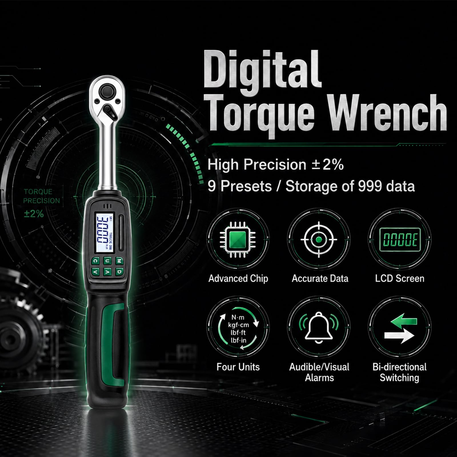 Llave dinamométrica digital, llave dinamométrica de 1,8-60 Nm para