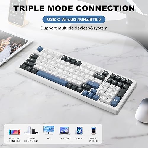 Miniatura 2 de Teclado mecánico inalámbrico BT5.02.4GHzUSB, LED multicolor con más de 18 modos, teclado personalizado intercambiable en caliente, interruptores