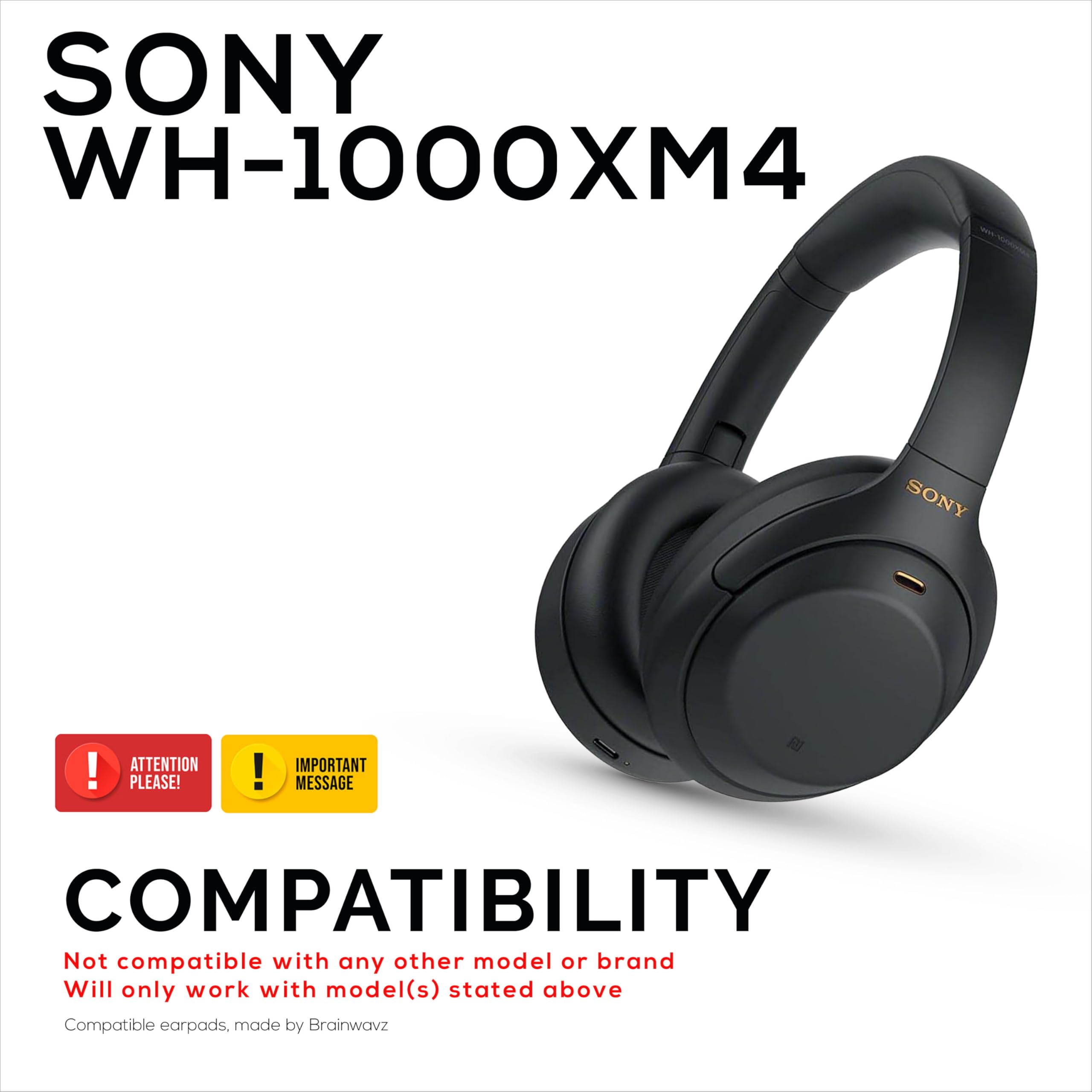 Cuscinetti auricolari in pelle di pecora per cuffie Sony WH-1000XM4, in vera pelle morbida, memory foam, extra comfort, resistenti e di lunga durata Brainwavz