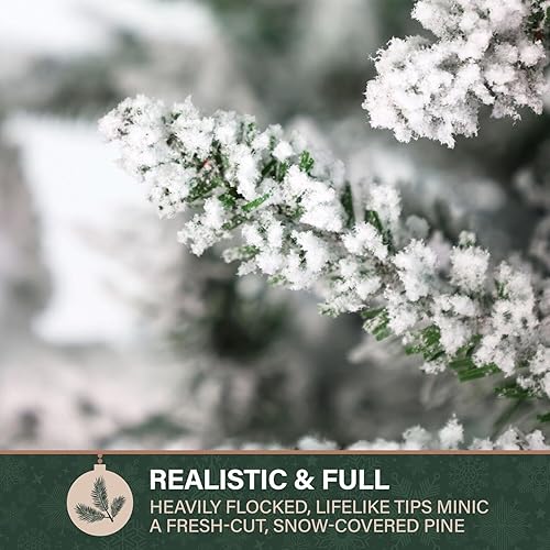 Miniatura 7 de Fraser Hill Farm - Árbol artificial de Navidad nevado Mountain Pine de 9 pies, con luces LED de color multicolor y blanco cálido y soporte,