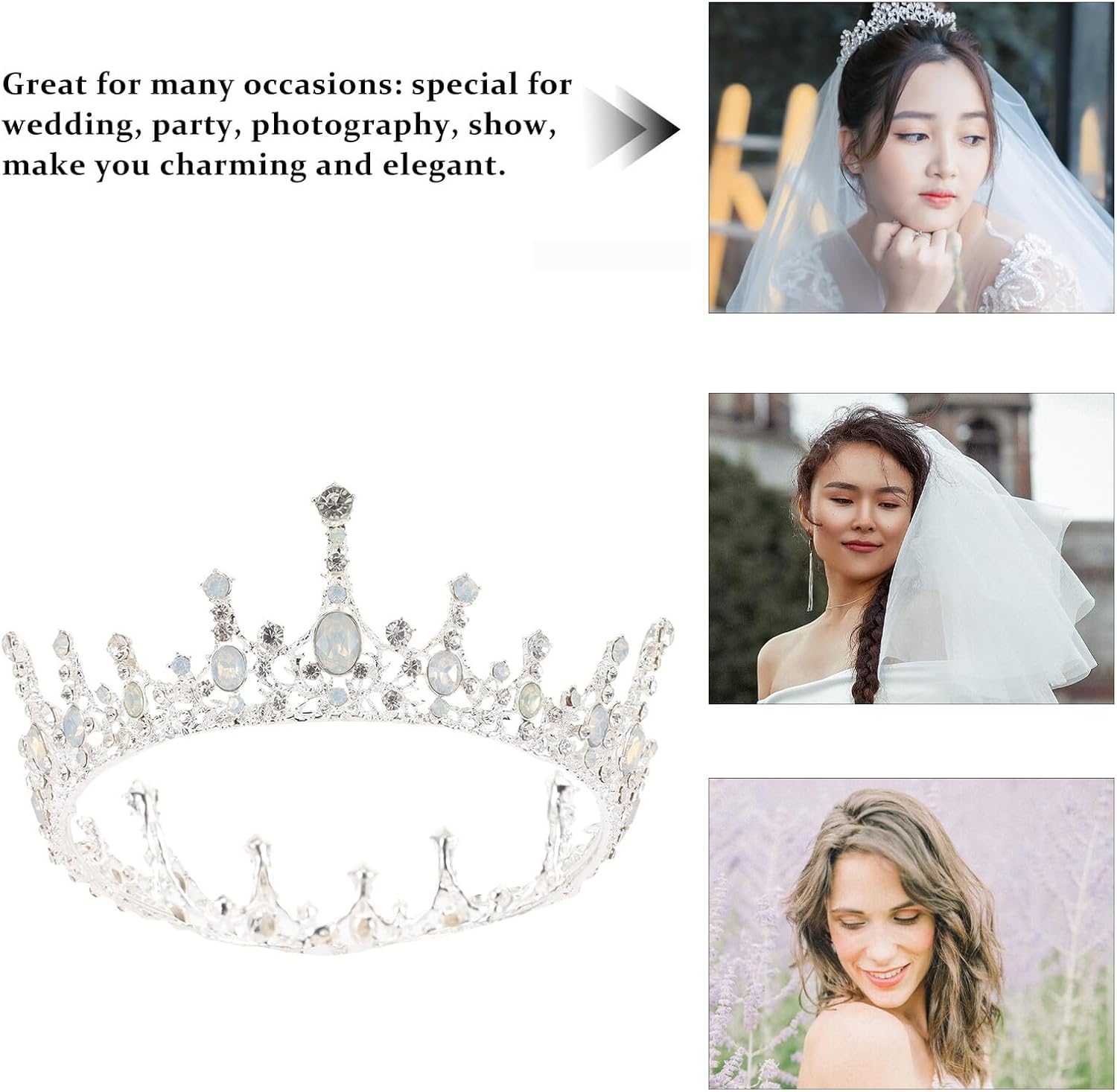 SUPVOX Baroque Bride Crown Wedding Hair Decor Thick Silver round Bridal Headpiece for Women Wedding Ceremony Accessories
