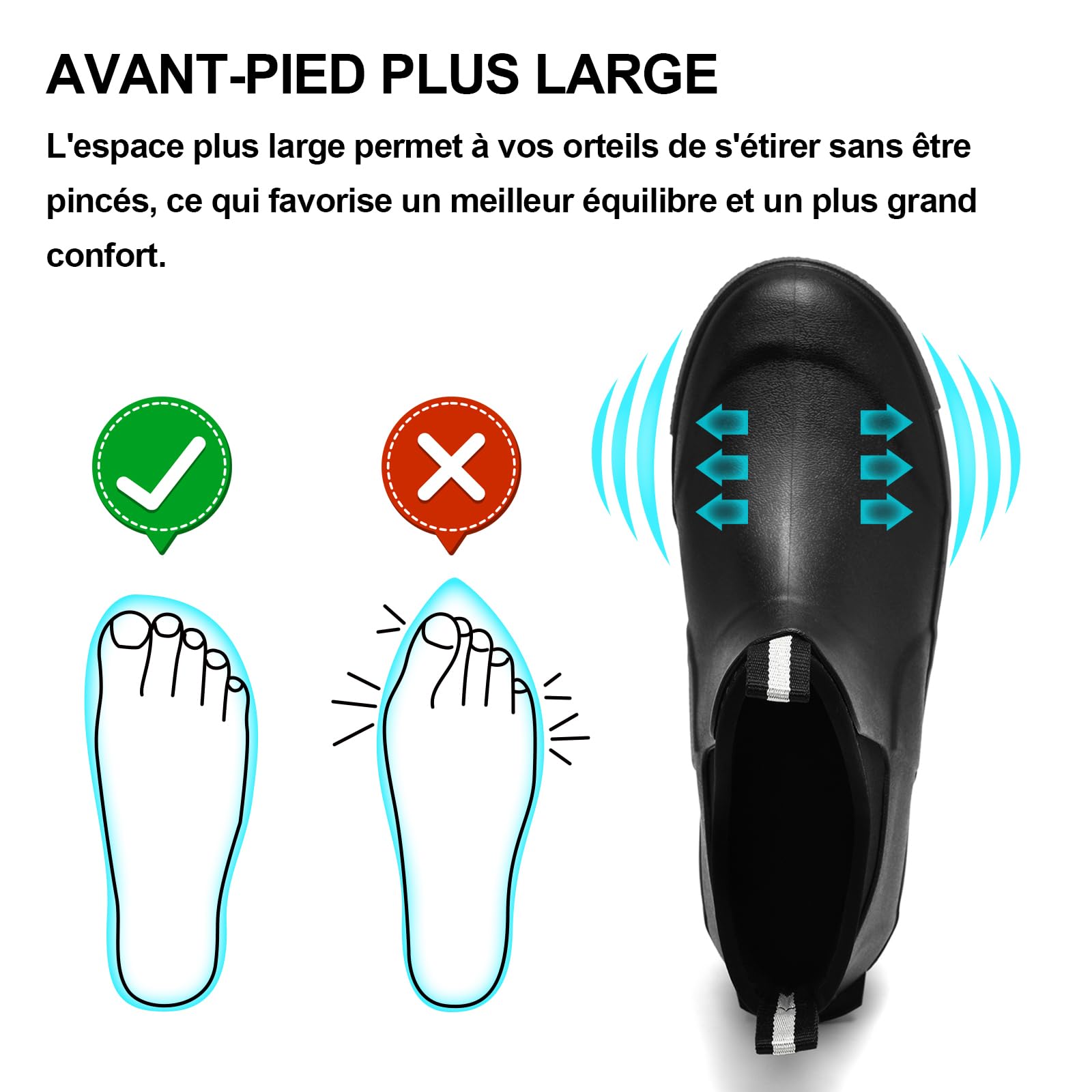 Bottes Caoutchouc Homme,Bottes de Pluie Femme,Bottes de pont ImperméAbles à L'eau AntidéRapantes Bottes Jardin Élégant Pêche​et Confortable LumièRe Doux 40-46EU