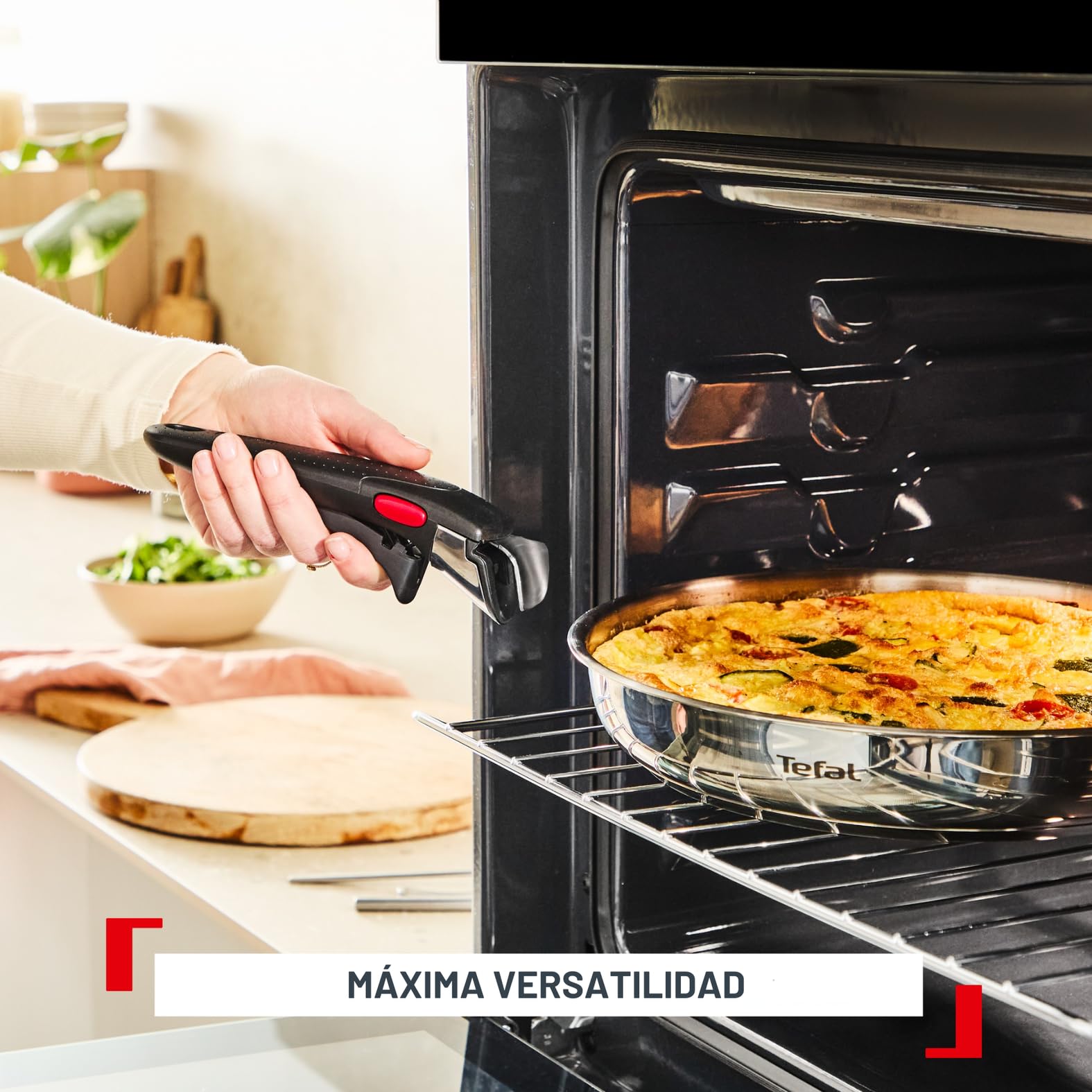 Tefal Ingenio Comfort Max - Juego de Sartenes 22/24/28 cm, Mango extraíble, Sin antiadherente, Acero inoxidable, Apilable, Inducción