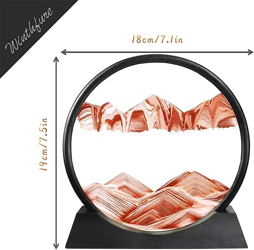 Miniatura 97 de Winthfure Arte de arena en movimiento, regalo de Navidad – Paisaje de arena de mar profundo 3D en marco de arena redonda de vidrio, juguetes de arte