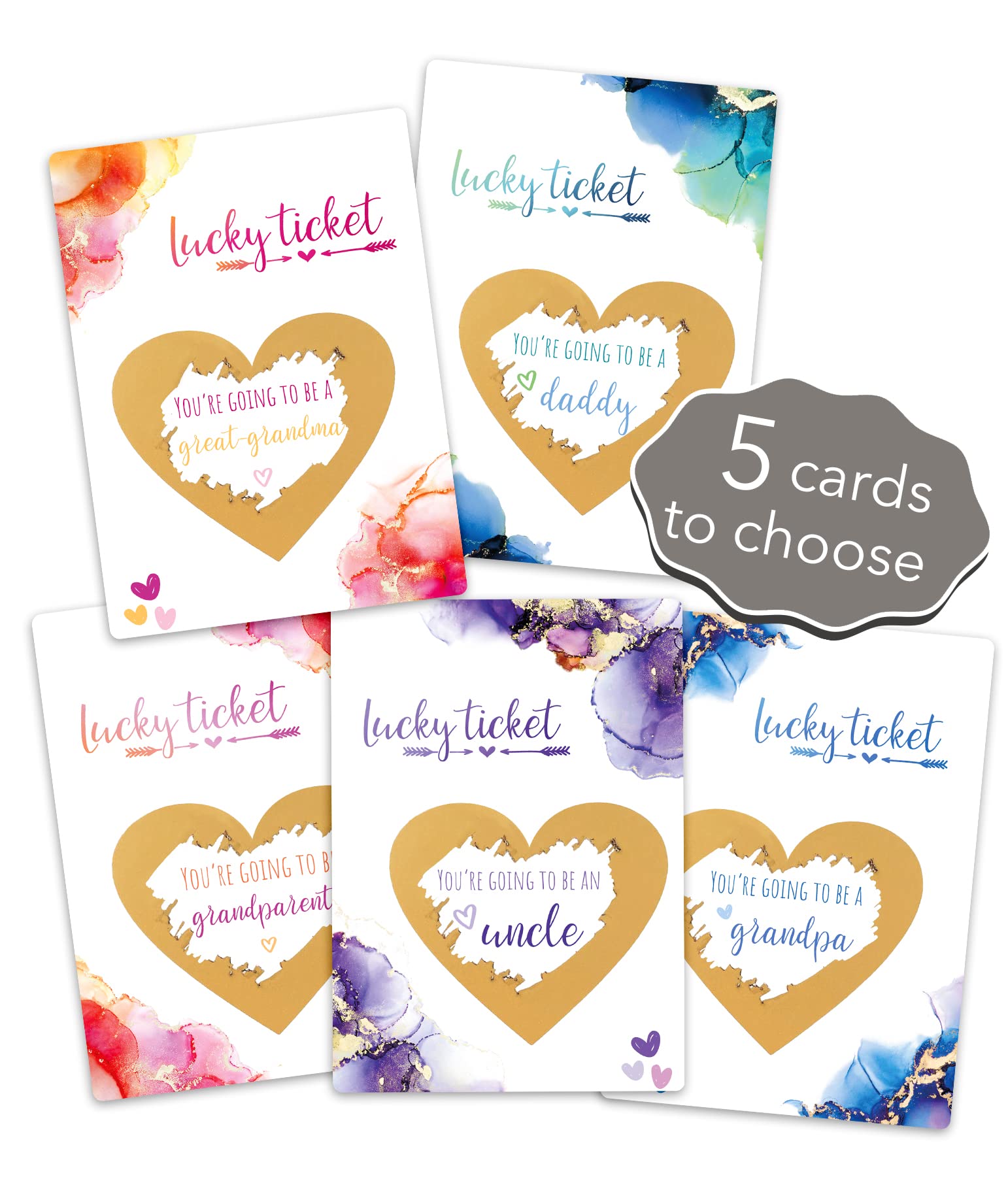 Joli Coon 5 Pregnancy announcement scratch card - 5 Scratch cards of your choice with envelopes - Baby announcement