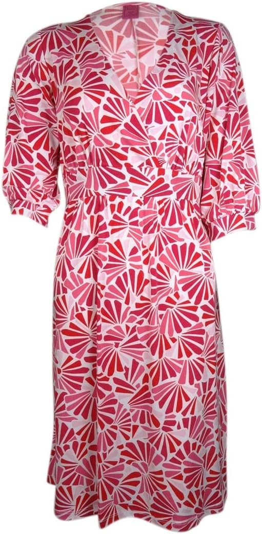 Melissa Masse Women's Printed Jersey Parker Dress (S, Big White/Poppy Fan)