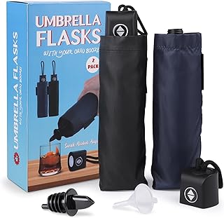 2 Pack Hidden Flask With Realistic Umbrella Look for Beach, Theme Parks, Sports Events - 28oz Large Capacity Plastic Flask for Adults to Hidden Alcohol Secretly (Includes Funnel and Spout)