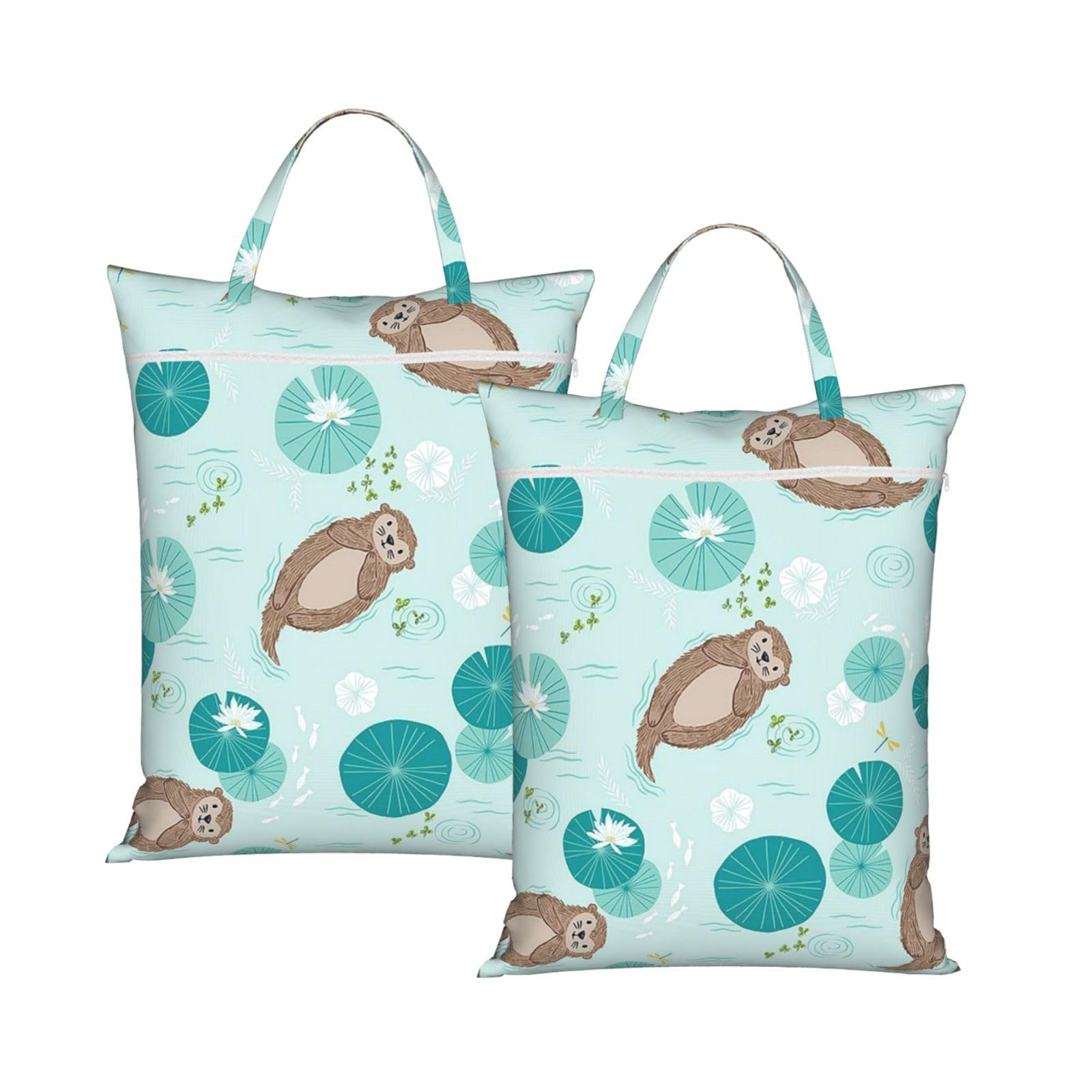 Yfsgdlbn 2Pcs Otters Printed Travel Dirty Laundry Bag Clothes Pack Storage Basket Bag