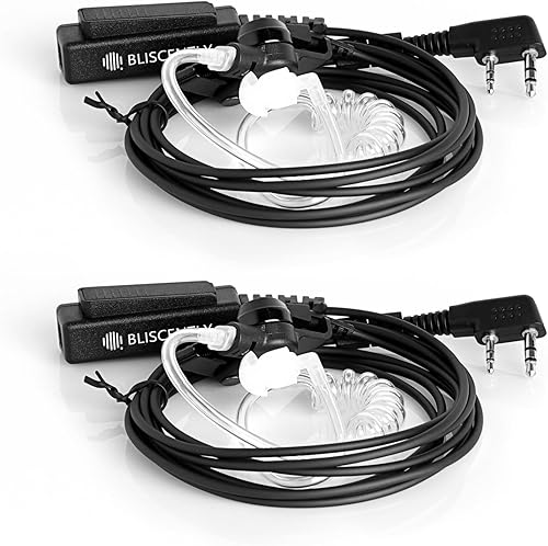 BLISCENTLY 2-Pack Acoustic Tube Earpiece for Walkie Talkie, 2-Pin K-Plug Radio H