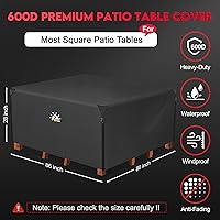 Vista 2 de Zettum Funda cuadrada para muebles de patio, funda de mesa 600D para exteriores, impermeable y resistente, juego de fundas grandes de 86 pulgadas