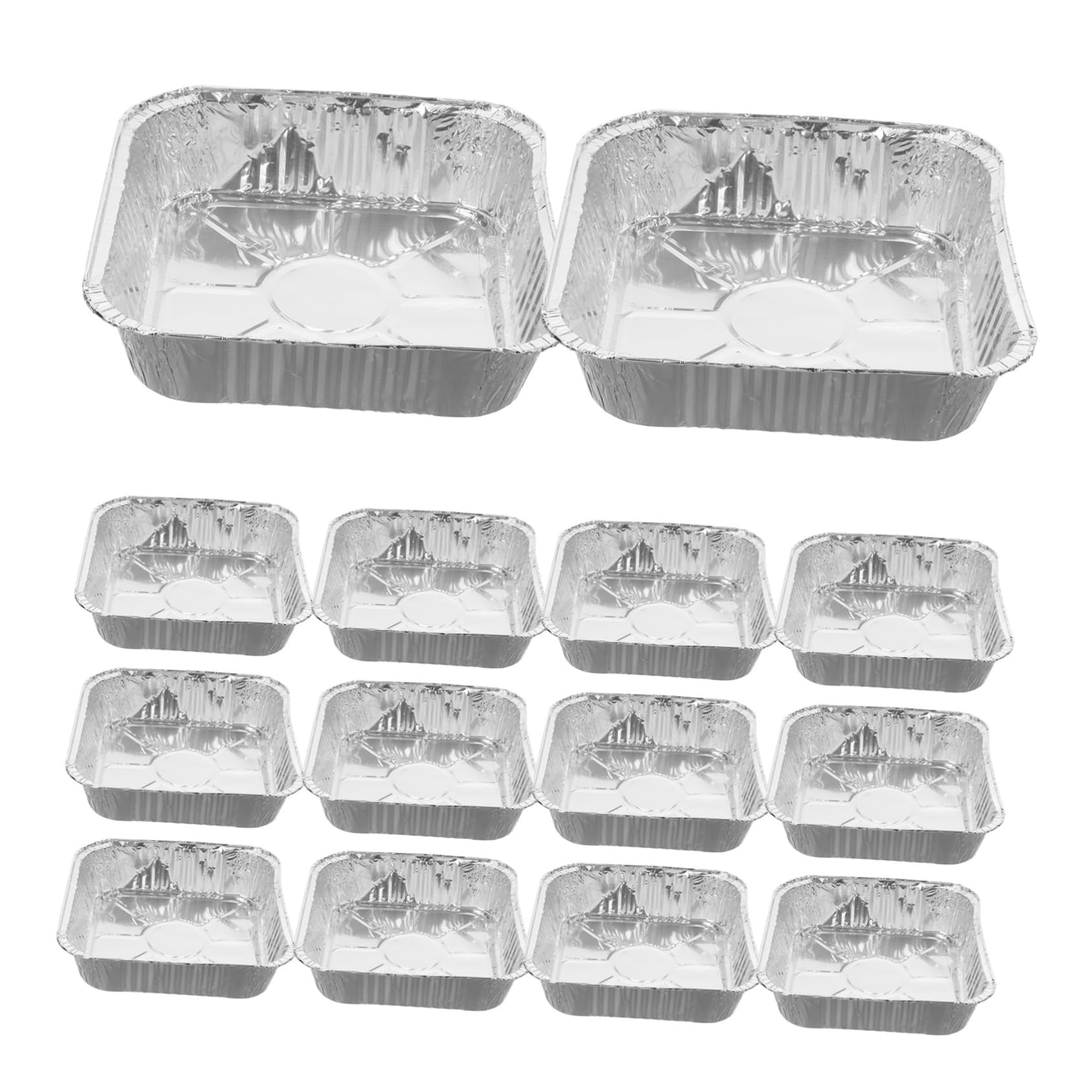 MUCKLILY 30Pcs Disposable Aluminum Foil Liners Square Baking Pans for Roasting Reheating and Storage Heavy Duty Foil Baking Boxes for Air Fryers and Oven Use