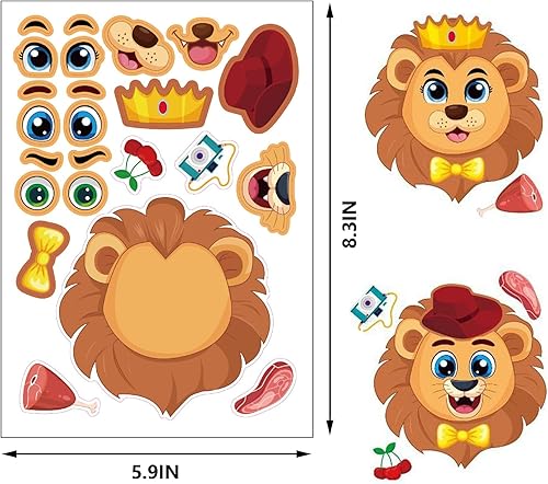 Miniatura 2 de 36 calcomanías para niños, haz tu propio animal con peces, dinosaurios, unicornio, animales de safari, manualidades, regalos de fiesta, bolsas de