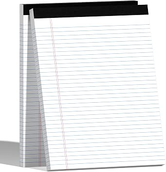 2-Pack 8.5x11 Inch College Ruled Note Pads - 50 Sheets per Pad White Notepad, Narrow Ruled Legal Pads for School, Office, and Home - Thick, Leak-Resistant Paper for Clean Writing, Pads of Paper