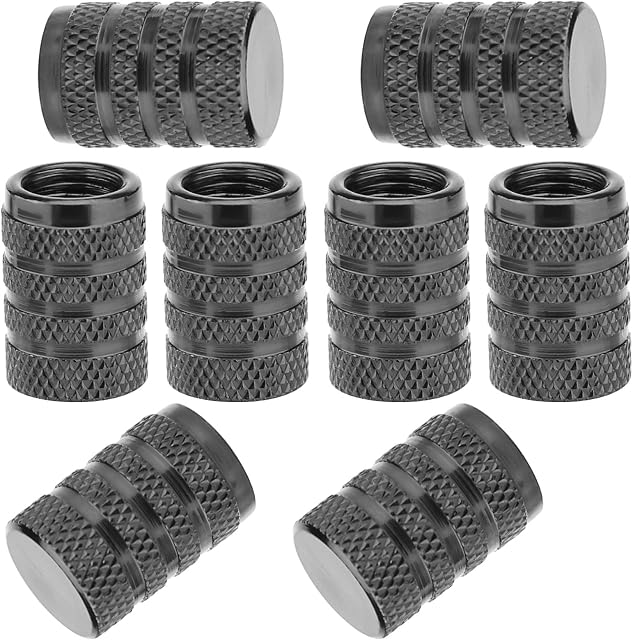 SAVITA 8Pcs Tire Valve Stem Caps, Universal Aluminum Tire Valve Cap with Rubber Ring, Dust Proof Valve Cover for Cars, SUVs, Bike and Bicycle, Trucks, Motorcycles (Gray)
