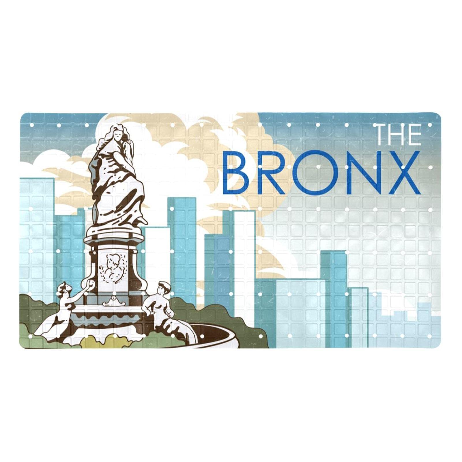 Tapis de douche antidérapant avec ventouses et trous de drainage Bronx