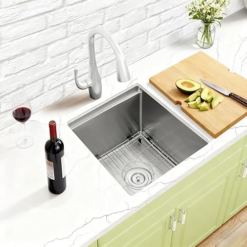 Miniatura 162 de Fregadero de cocina negro de 33 pulgadas, fregadero de acero inoxidable calibre 16, fregadero de estación de trabajo de un solo tazón con reborde