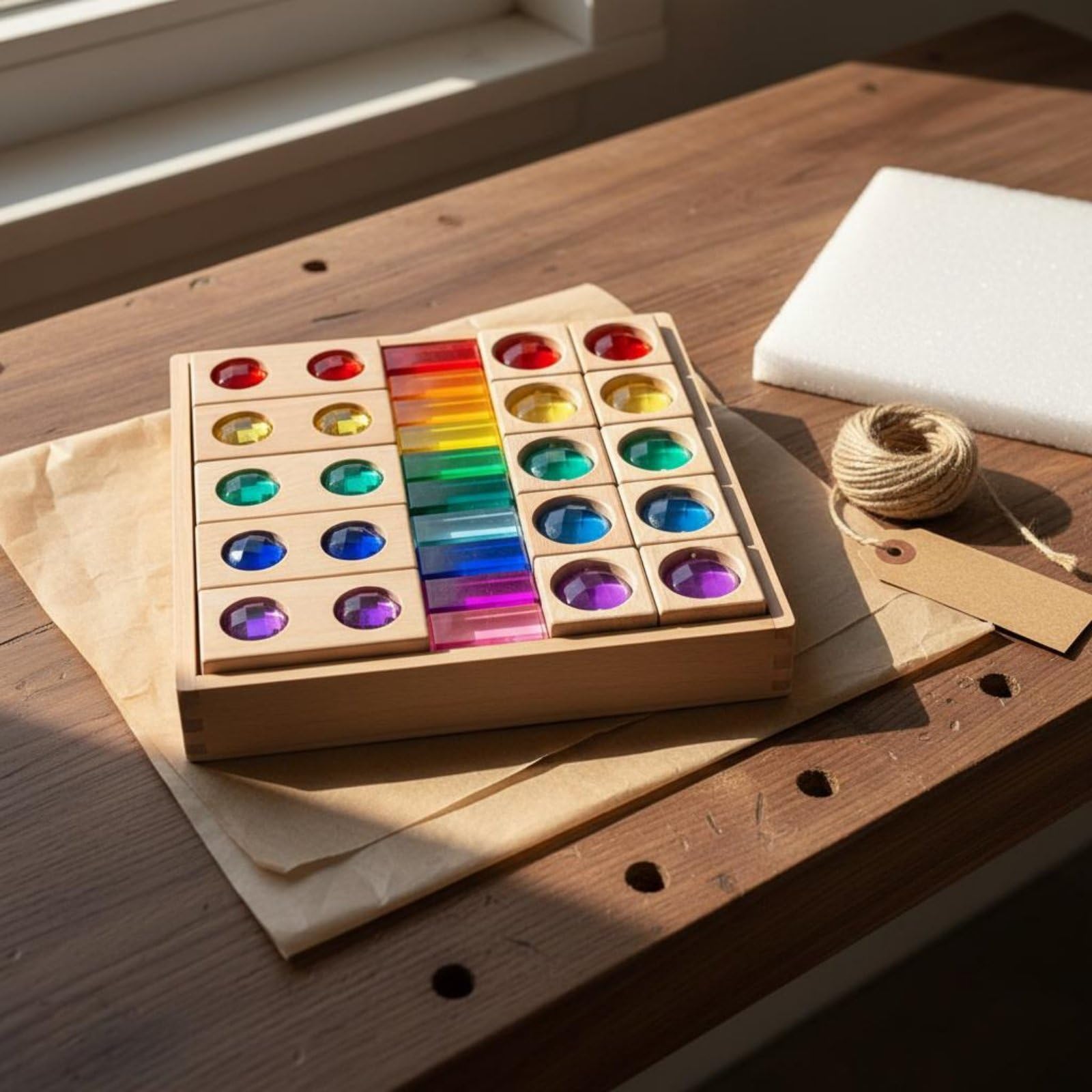 LOVIVER Kinder Sinnesbausteine Lernspielzeug Holz Acryl Bausteine Steckspiel Formensortierer Lernwürfel mit Glatter Oberfläche für Vorschule Unterricht Zuhause