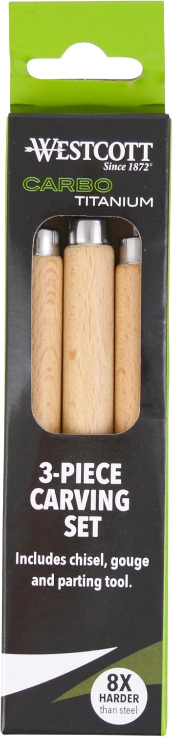 Westcott CarboTitanium Carving Tools for Wood Working, Soap Carving, Print Making, Clay Sculpture, 3-Piece Set