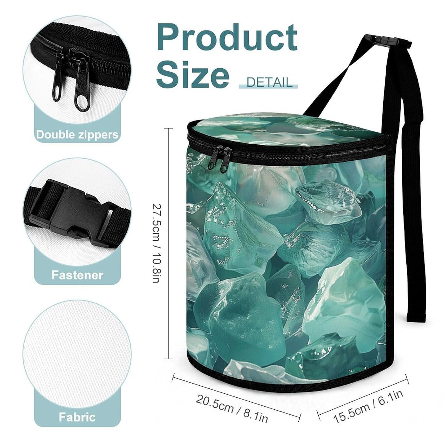 MUSM Leakproof Car Trash Can 2.5 Gallon, Durable Automotive Garbage Bag with Waterproof Liner, White Sugar Stone Trash Bag for Car, Truck, RV & Bathroom