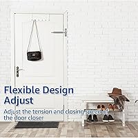 Vista 8 de 2 cierrapuertas automático de seguridad, bisagra de puerta de cierre ajustable para convertir puertas con bisagras en cierre automático, Gris