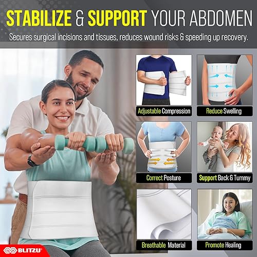Miniatura 3 de Faja abdominal para mujeres y hombres, recuperación poscirugía, banda de compresión de cintura de 12 pulgadas, 4 paneles, soporte para bariátrico,