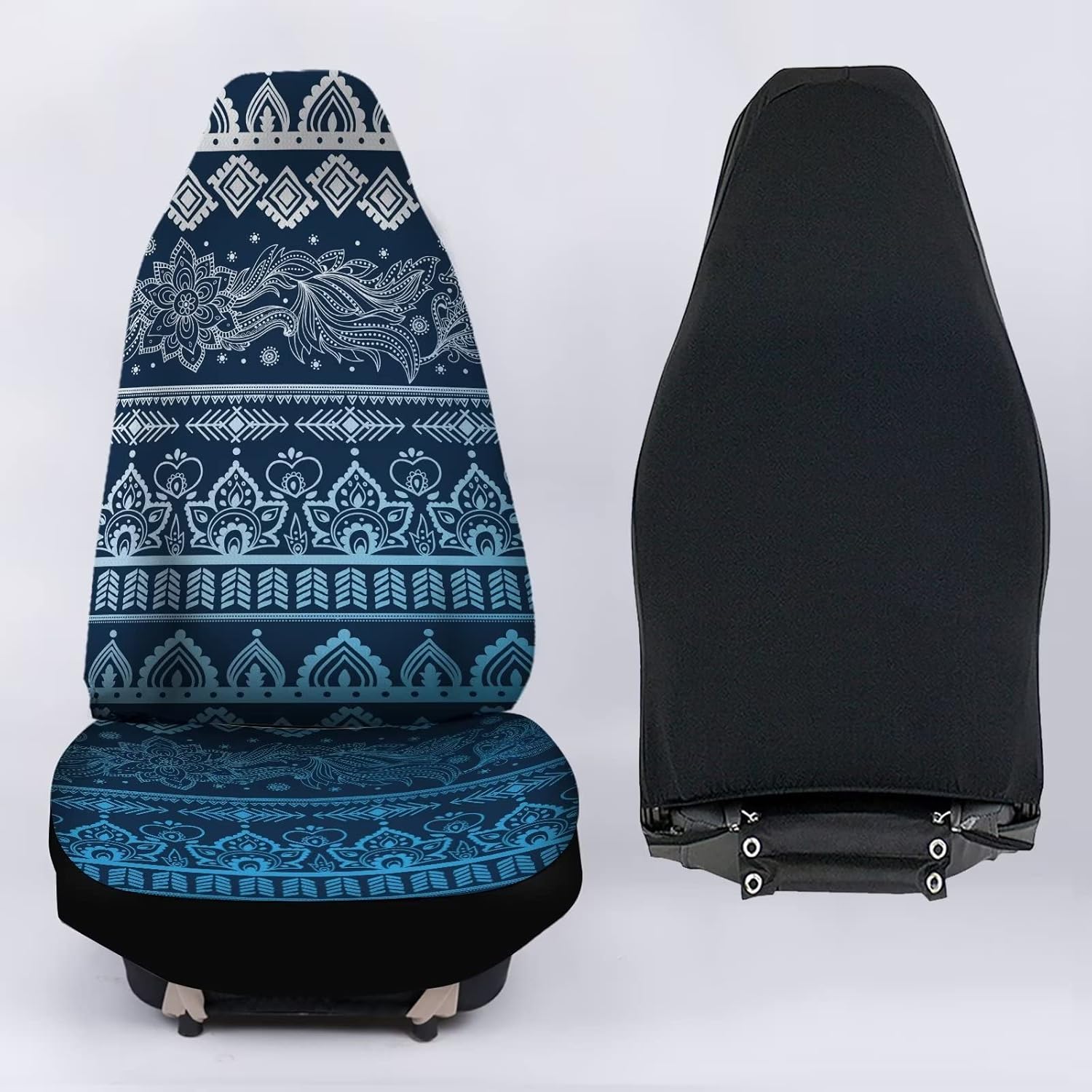 Howilath Aztec Southwest Bohemia Flowers Universal Car Front Seat Covers Set of 2, High Back Stretchy Bucket Seats for Most Cars, SUV