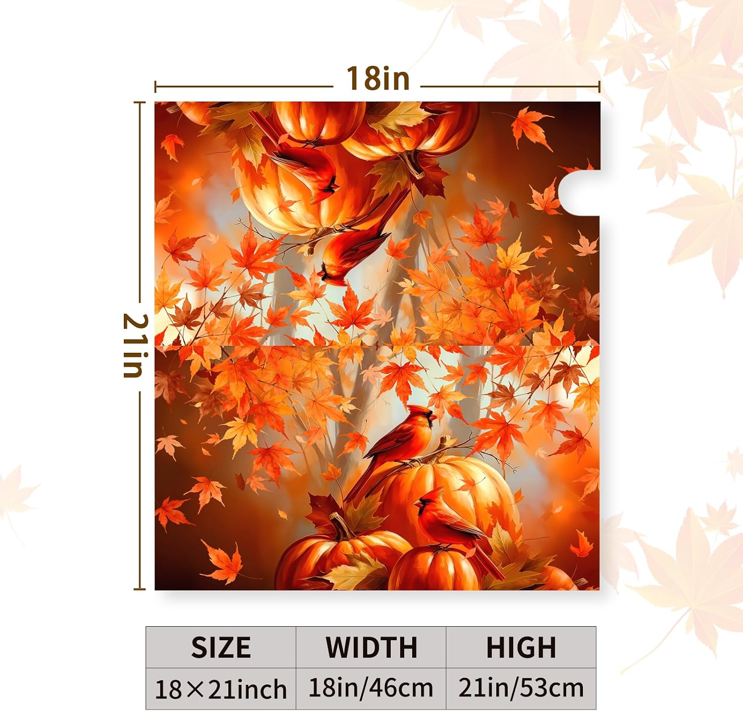 Fall Cardinal Mailbox Cover Magnetic Autumn Pumpkin and Maple Leaves Cardinal Mail Box Cover Waterproof Harvest Rustic Red Cardinal Bird Mailbox Wrap for Thanksgiving Standard Size 21x18 Inch image 4