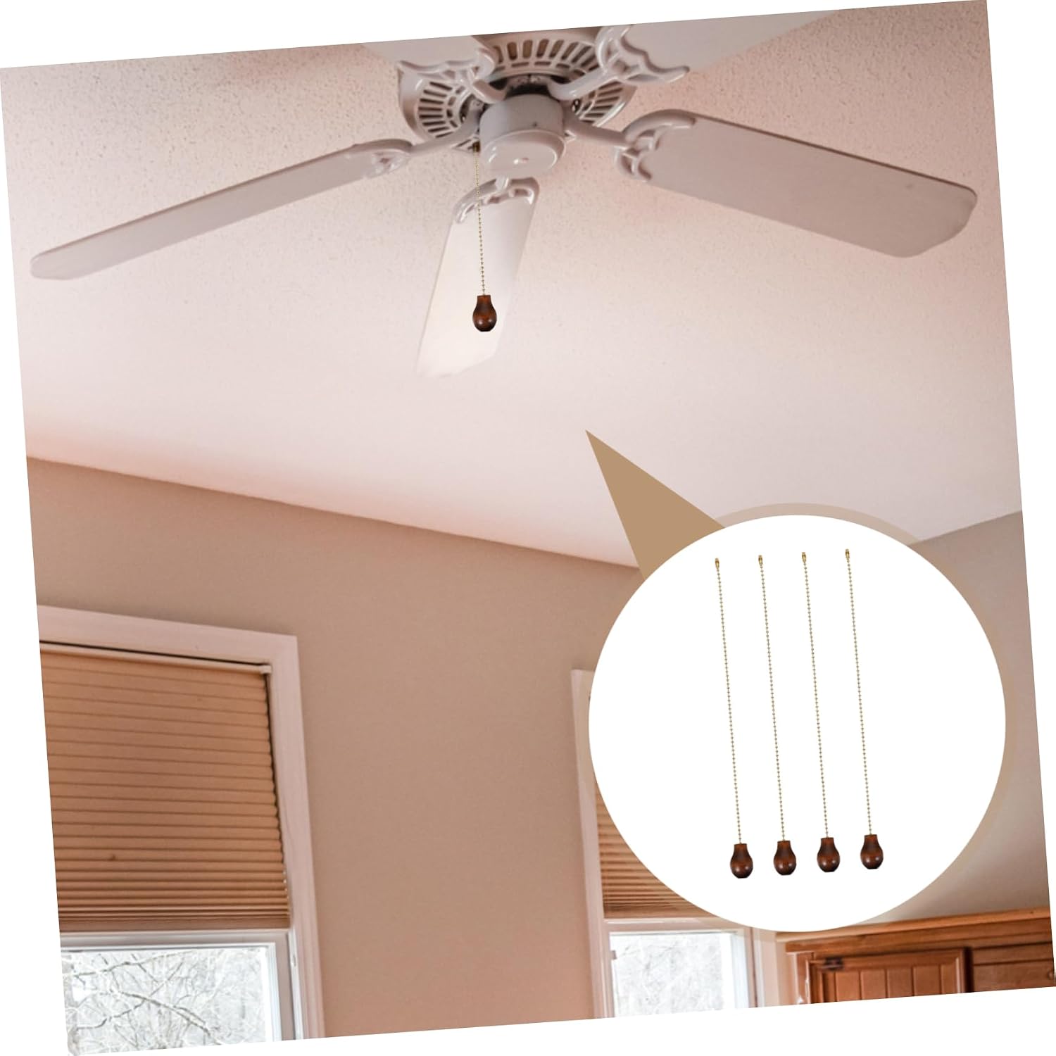 4pcs 12-Inch Wooden Gourd Shape Chandelier Pendant Ceiling Fan Pull Chains Decorative Light Hanging Pendant Rustproof Finish for Home Lighting