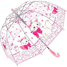 Chesoon Kid Umbrella Cute Pink Cat Pattern Clear Bubble Surface Windproof Dome Canopy Girls Aged 3-8