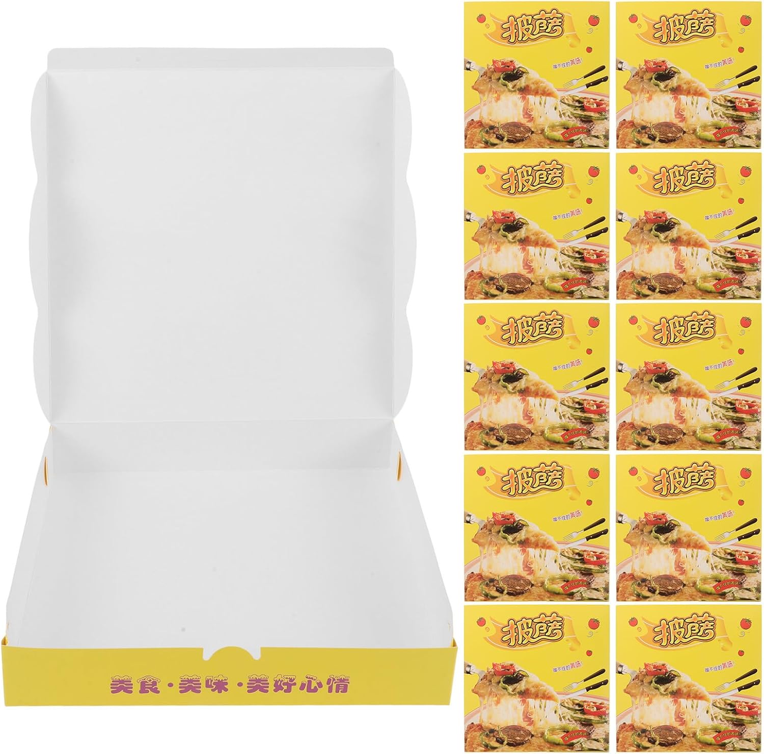KALLORY 40pcs Square Pizza Boxes Takeout Containers Corrugated Cardboard Food Packaging Boxes for Pizzerias Catering Party Supplies