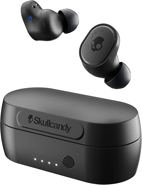 Skullcandy Sesh Evo True Wireless Earbuds via Bluetooth, IP55 Sweat, Water, and Dust Resistant, Up to 24 Hours of Total Battery - True Black