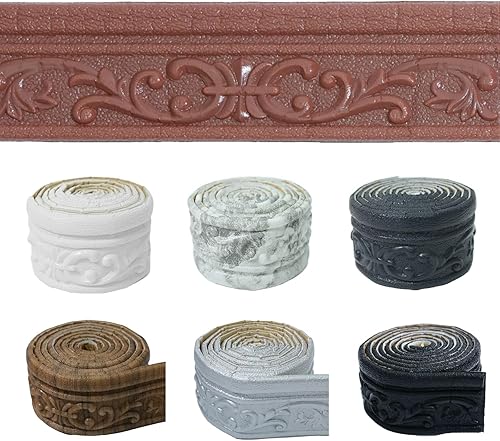 Vista 13 de WAPANE Moldura de espuma autoadhesiva de 90 x 3.1 pulgadas, borde de papel tapiz de moldura de corona, líneas de bordes de pared 3D, base de pared