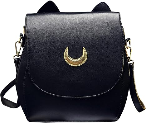 Oweisong Women Moon Sailor Purses and Handbags Cute Cat Anime Backpack Fashion Sparkling Satchel Tote Shoulder Bag