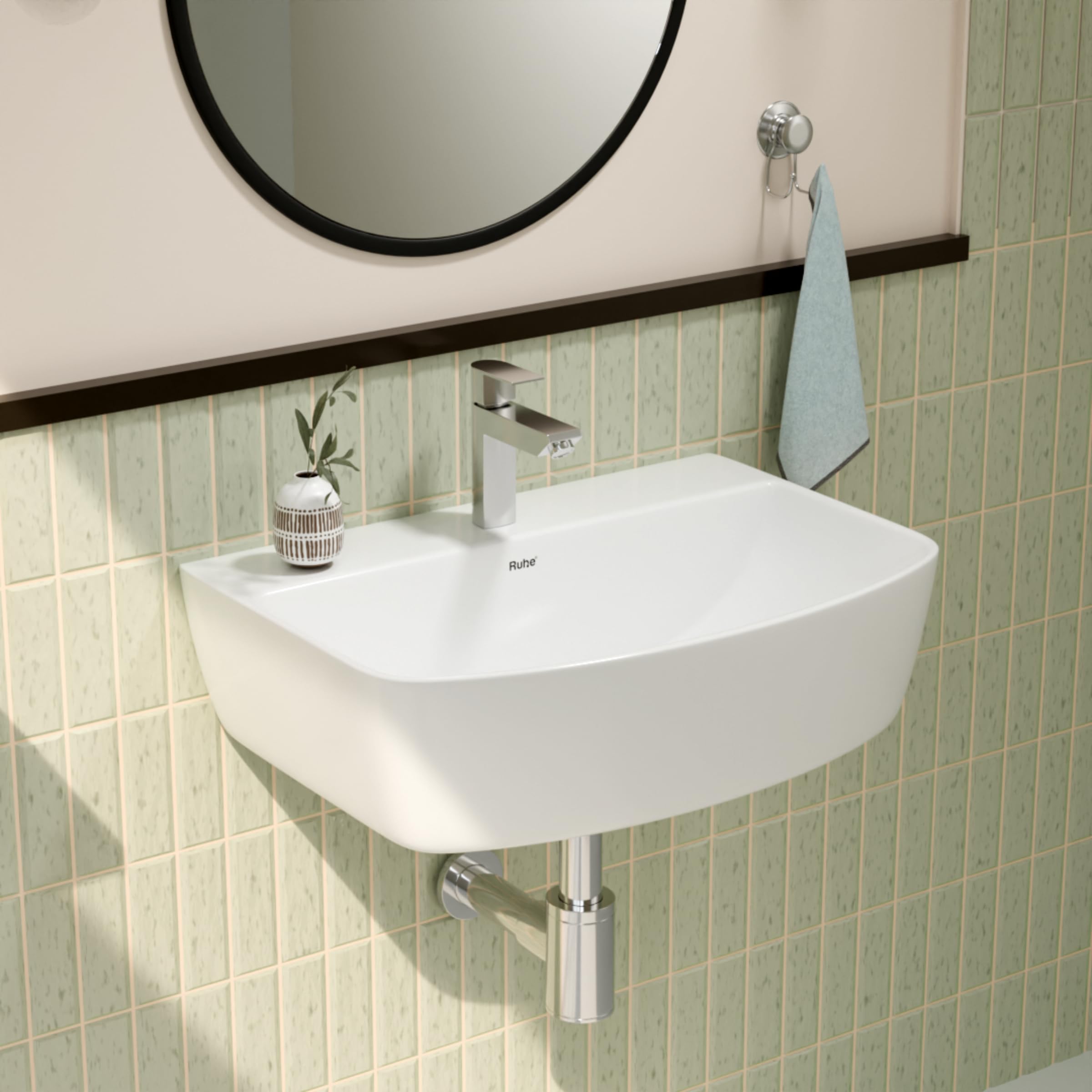 Ruhe Aries Wall Hung Ceramic Sink - Modern Bathroom -1 Ruhe Aries Wall Hung Ceramic Sink - Modern Bathroom -1