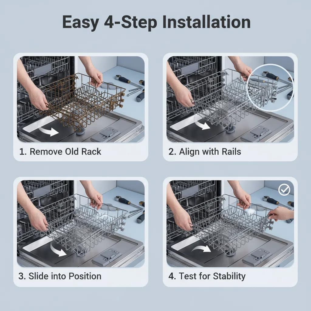 DD82-01384A Lower Dishrack Assembly for Samsung Dishwashers – Compatible with OEM DD81-02295A, Replacement for DW80 Series, 22.5” x 20.5”