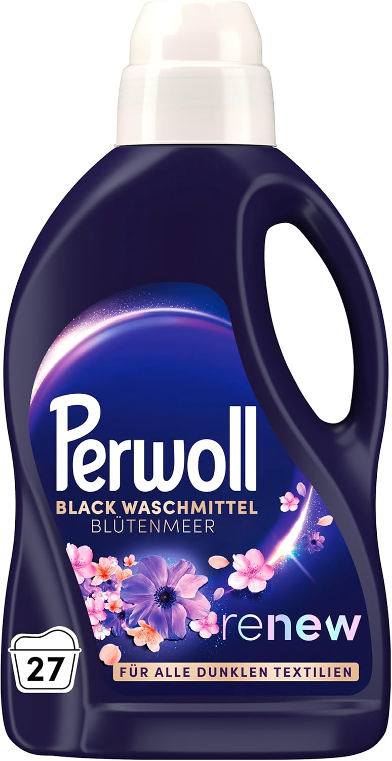 Perwoll Renew Sea of Flowers Detergent (1x 27 Wash Loads), Mild Deetergent Gently Cleanses and Renews Dark Colors and Fibers | With Triple-Renew Technology and Tempting Fragrance