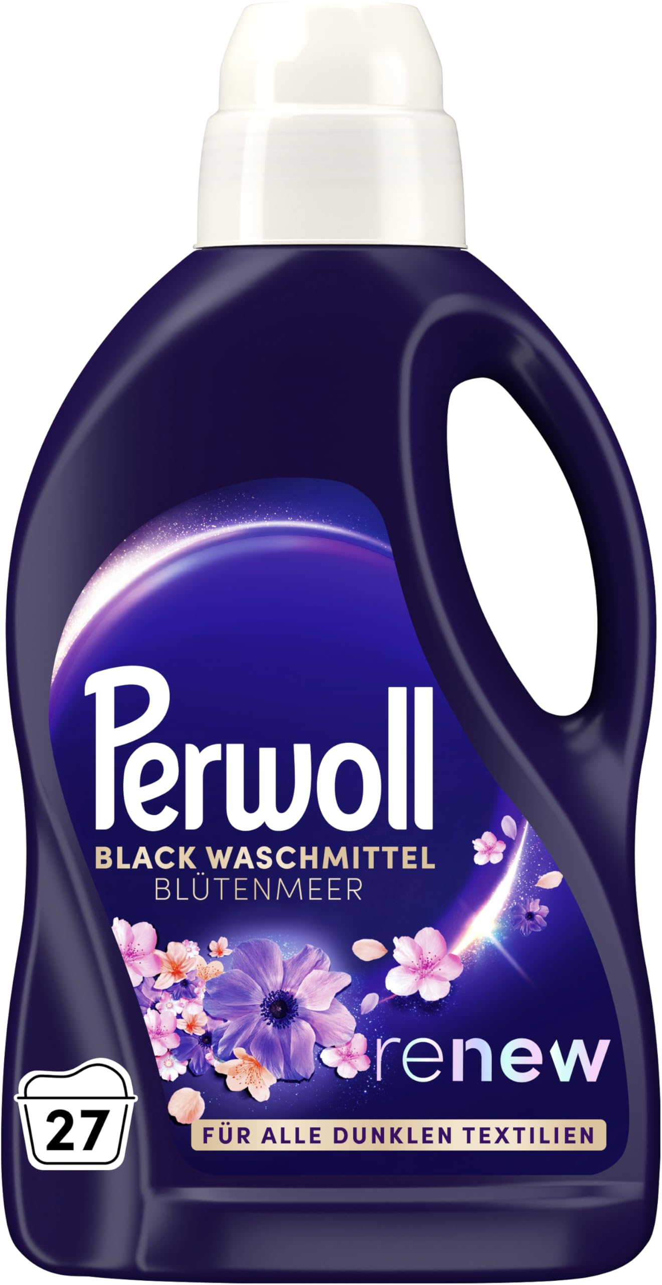 Perwoll Renew Sea of Flowers Detergent (1x 27 Wash Loads), Mild Deetergent Gently Cleanses and Renews Dark Colors and Fibers | With Triple-Renew Technology and Tempting Fragrance