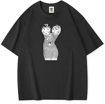 LIANA Cool Brat Graphic T-Shirt, Black, Head and Body Print, Oversized Short Sleeve, Japanese Streetwear 2510189